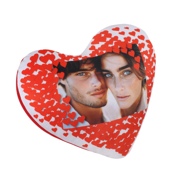 Cojín en forma de corazón con foto