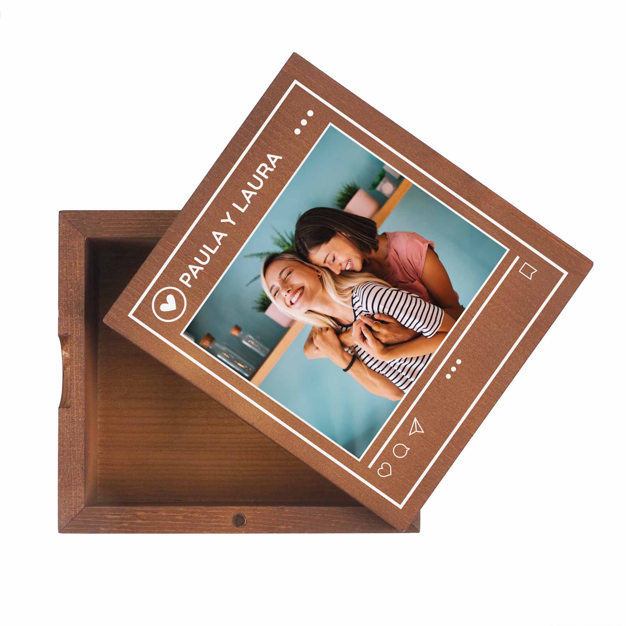 Caja de madera para meter fotos Polaroid